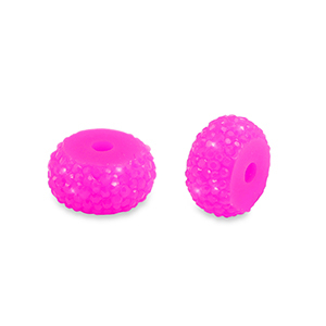 Resin beads rondelle 10mm Magenta Pink