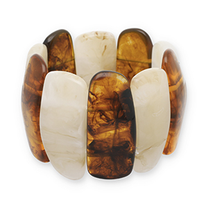 Bracelets resin Transparent Amber Brown-Off White-Beige