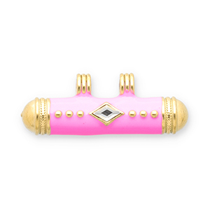 Stainless steel message bead charms Gold-Pink-Transparent