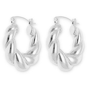 Stainless steel earrings / earpins creoles twisted Silver