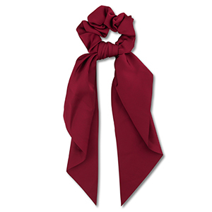 Scrunchie hair tie  with ribbon Dark Red