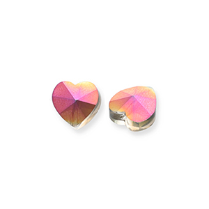 Fashion faceted beads heart Silver-AB Coating