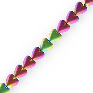 Round hematite beads heart Purple-Green-AB Coating