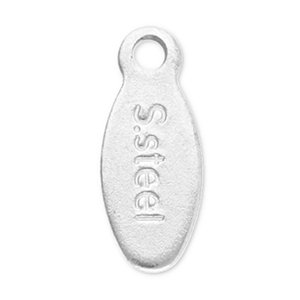 Stainless steel findings end tag "S.steel" Silver