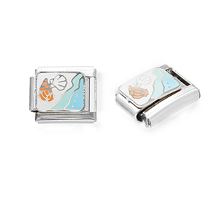 Stainless steel charms for italian bracelet sealife Silver-White-Light Blue
