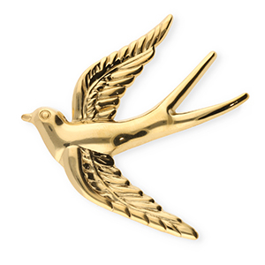 Stainless steel statement brooches swallow Gold