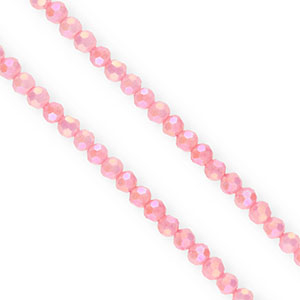 Round top faceted beads 4mm Pink-AB Coating