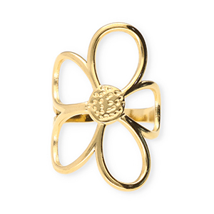 Stainless steel rings flower Gold