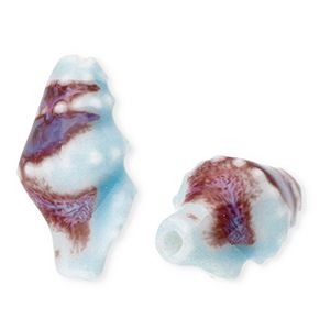 Beads ceramic whelk Light Blue-Brown