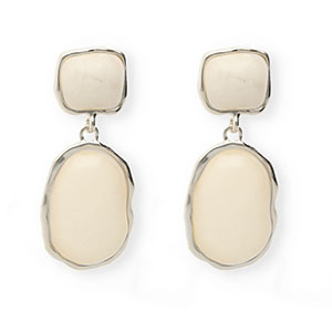 Trendy earrings&nbsp;/&nbsp;earpins with stainless steel post Silver-Beige