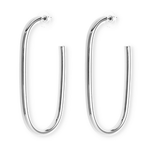 Statement earrings&nbsp;/&nbsp;earpins oval with stainless steel post Silver