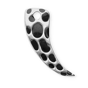 Stainless steel charms horn with leopard print Silver-Black