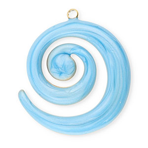 Stainless steel charms spiral Gold-Blue Marble