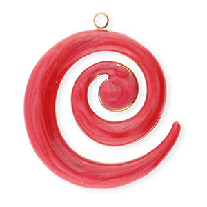Stainless steel charms spiral Gold-Red Marble