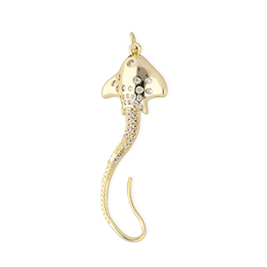 Brass TQ metal charms stingray with rhinestones Gold-Transparent