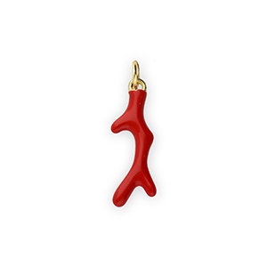 Brass TQ metal charms coral Gold-Red