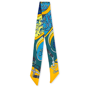 Bandana scarf with flower Teal Green-Orange-Blue