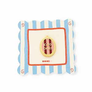 BY31&reg; Eco-brass metal charms with enamel oval Ciao bella"" Gold-Light Pink-Red