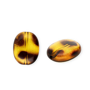 Acrylic beads oval with leopard print Transparent Amber Brown