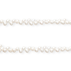 TQ Freshwater pearls diagonal threading hole rice Natural White