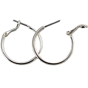 DQ European metal findings creole earrings 25mm Silver 