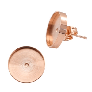 Polaris steel earrings setting for cabochon 12mm Rose Gold