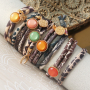 DIY bracelets made of stitched elastic ribbon