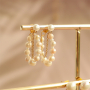 Mix and match with stainless steel freshwater pearl earrings