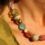Jewellery making with acrylic beads in autumn colours