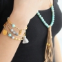 Pretty jewellery with marbled glassbeads,tassels, round sead beads and nice Designer Quality pearls and beads!