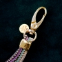 Shiny jewellery of faux suede with strass, Swarovski and DQ metal